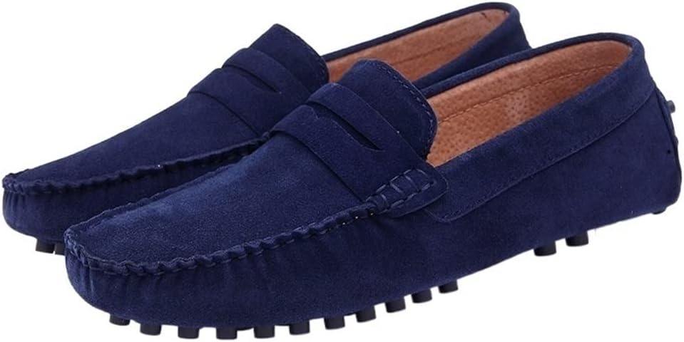 

Мужские лоферы, пенни-лоферы, простые однотонные цвета, замшевая верхняя часть, плоский каблук, удобные, гибкие, устойчивые к скольжению, классические слипоны для выпускного Jiadeli, синий