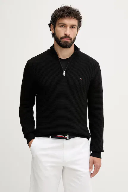 Свитер хлопковый pullover Tommy Hilfiger, черный