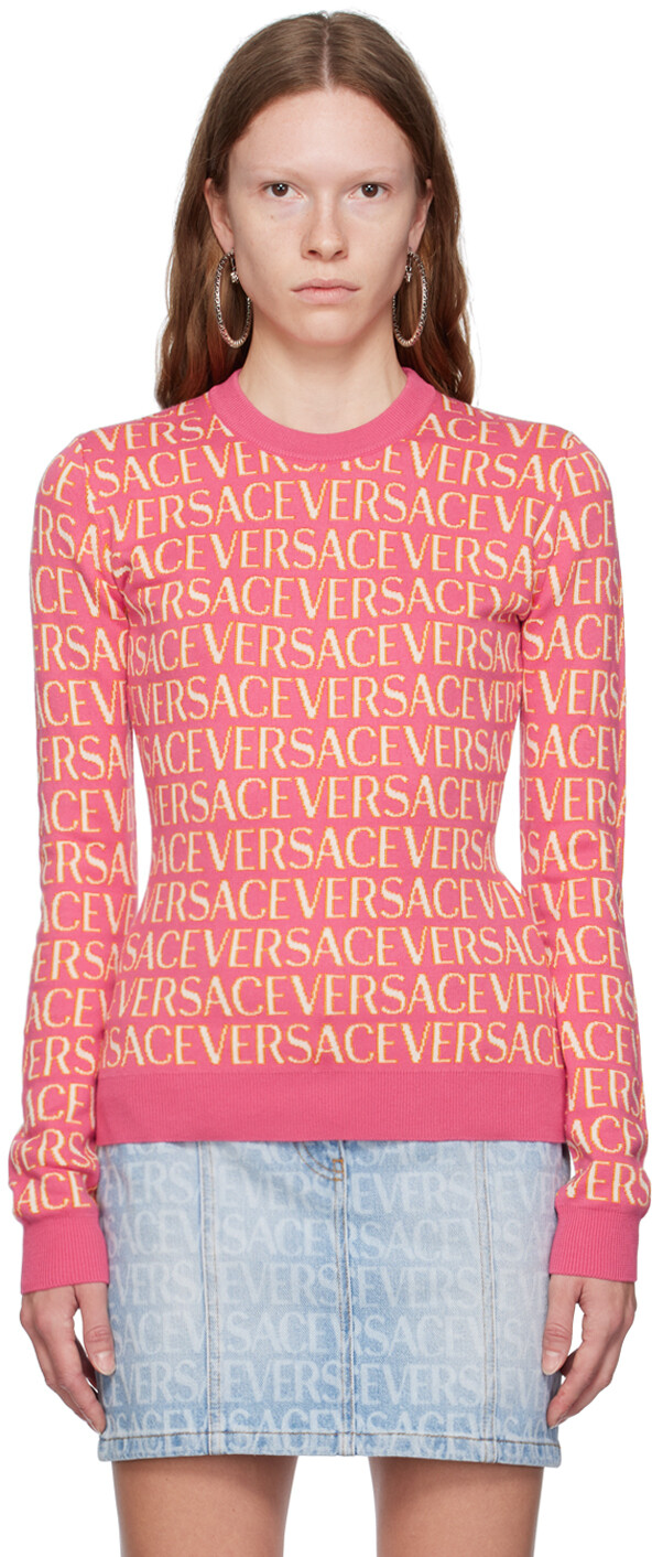 

Розовый жаккардовый свитер Fuxia Versace