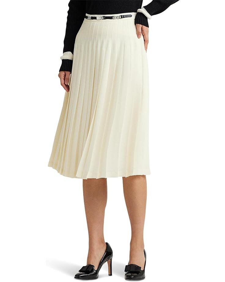 

Юбка LAUREN Ralph Lauren Belted Pleated Georgette, кремовый