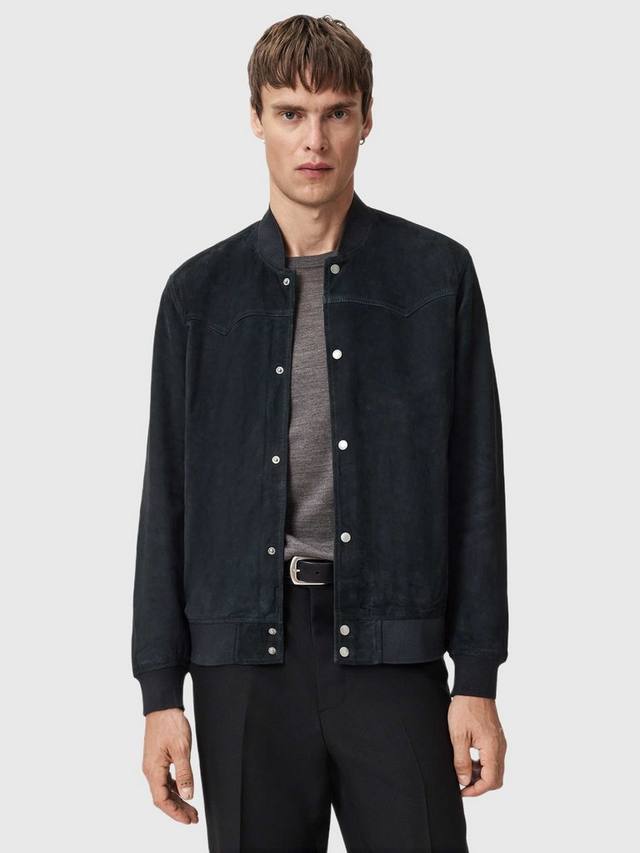 

Куртка-бомбер из замши Stafford в расслабленном крое AllSaints, Phantom Blue