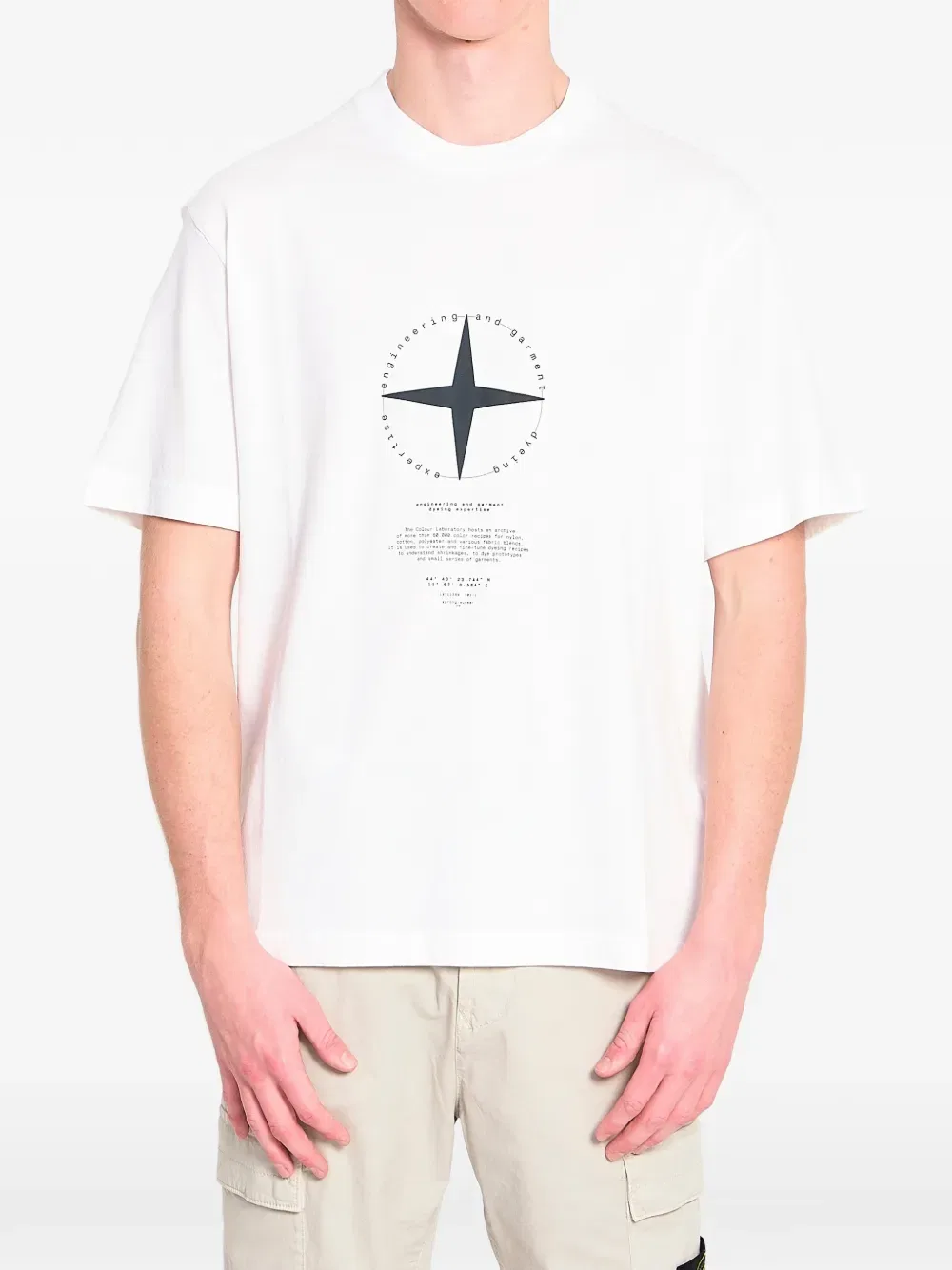 Футболка с круглым вырезом и принтом Stone Island, белый