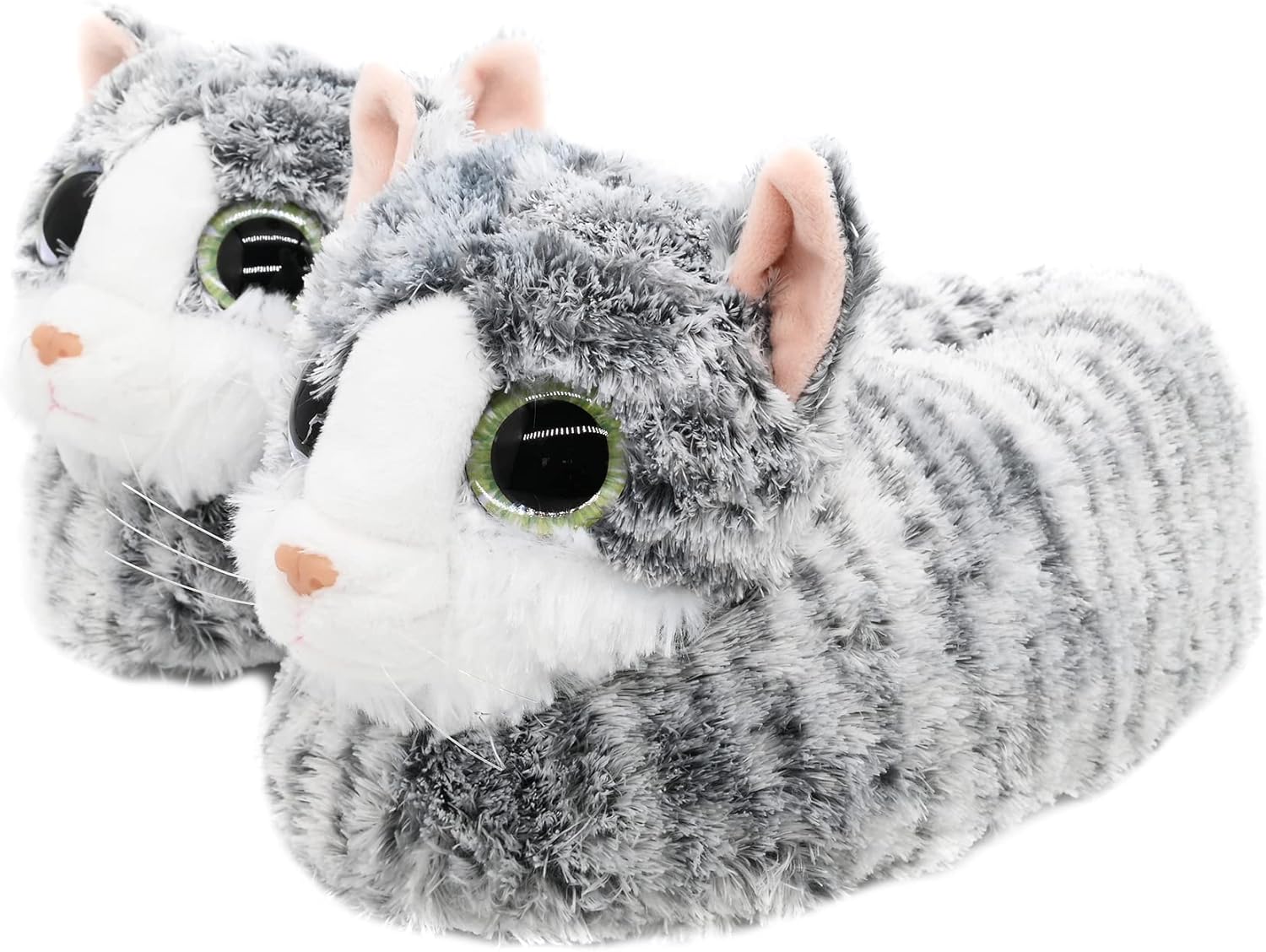 

Домашние пушистые зимние тапочки Onmygogo с животным принтом для женщин, мужчин и детей, искусственный мех, теплые домашние тапки, серый