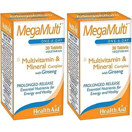 

HealthAid Mega-Multi's с женьшенем, вегетарианские таблетки, 30 шт.
