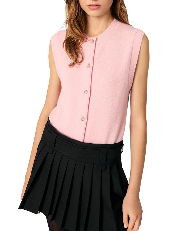 

Кардиган без рукавов из смеси шерсти Maje, розовый