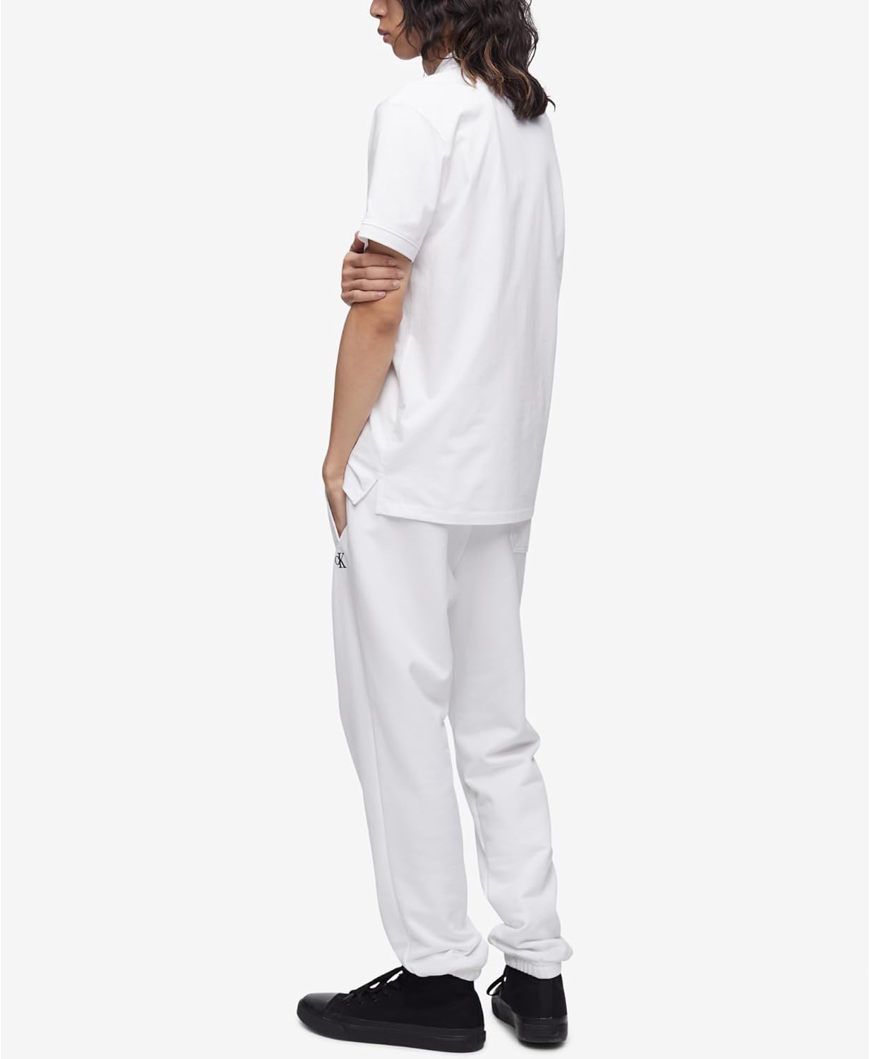 Мужская рубашка-поло Calvin Klein из гладкого хлопка с монограммой и логотипом, Brilliant White — фото 2