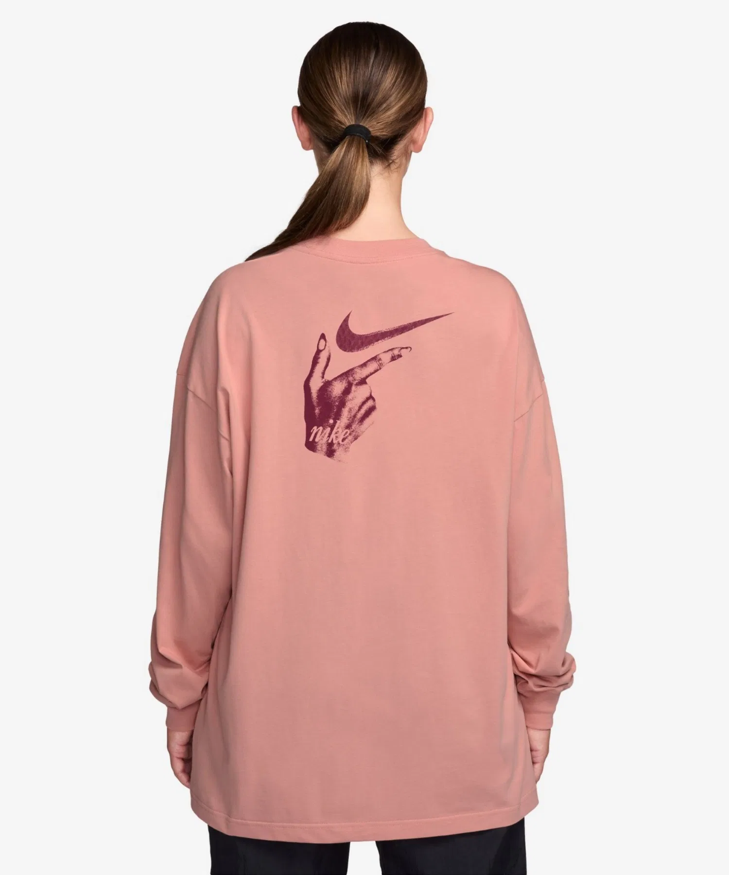 Женская футболка Nike Oversized с длинными рукавами и принтом, Red Stardust — фото 3