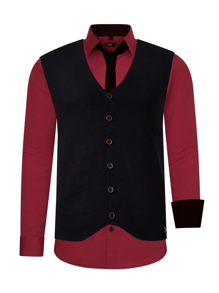 

Рубашка с жилетом и галстуком, комплект из 3 предметов, бордовый Rusty Neal