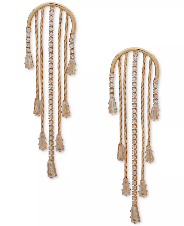 

Серьги-Люстры в форме змейки с золотыми кубическими цирконами Anne Klein, crystal