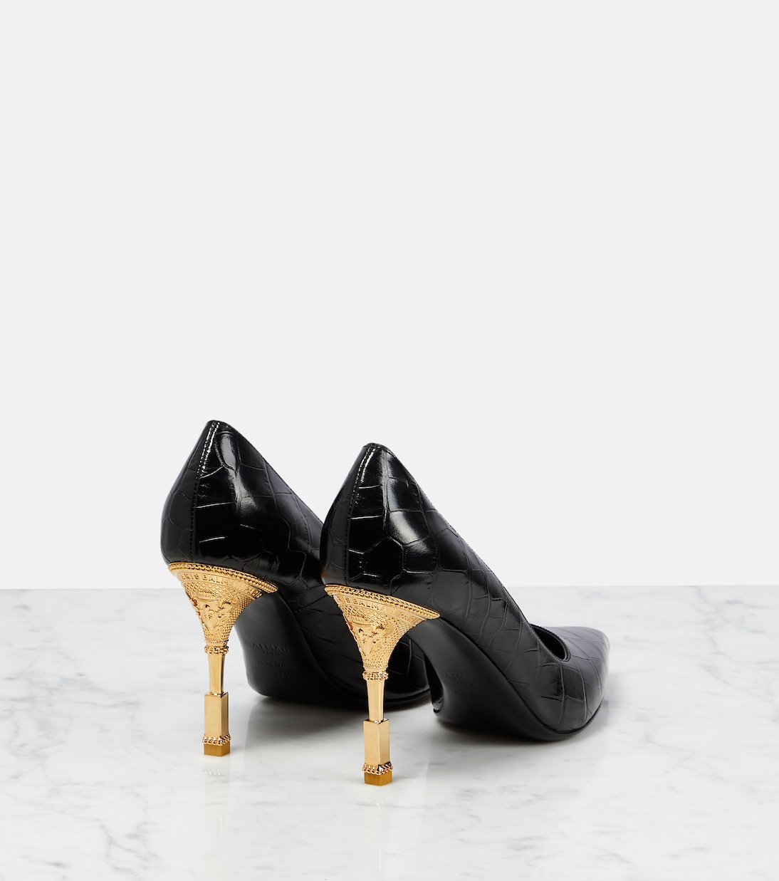 Туфли-лодочки Moneta из кожи с эффектом крокодила Balmain, Noir — фото 3