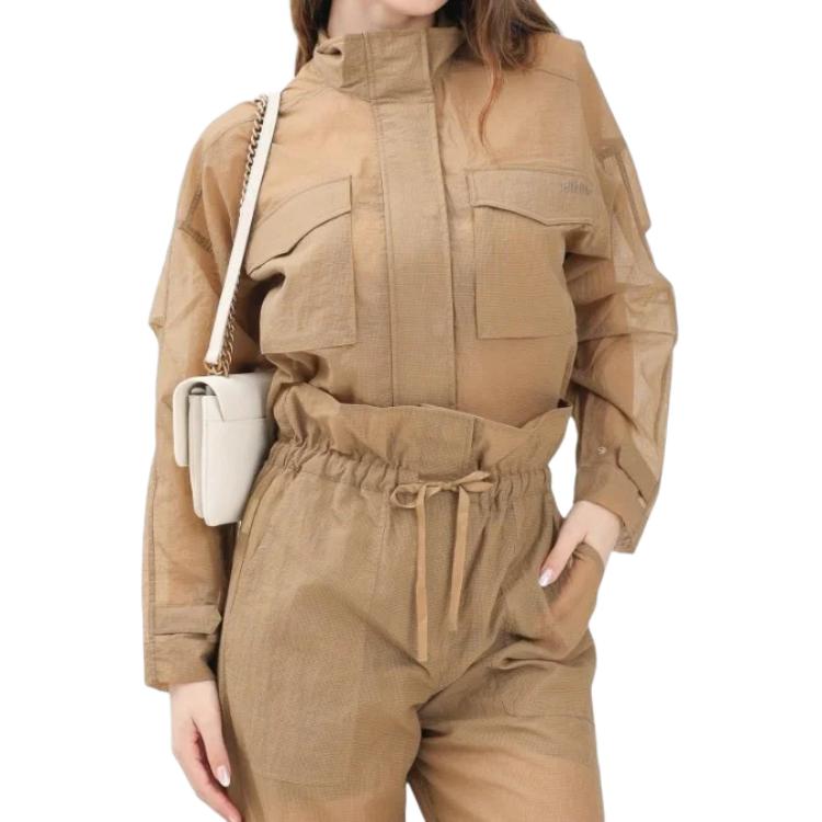 

PINKO Вне времени короткая куртка с эффектом органзы, Brown
