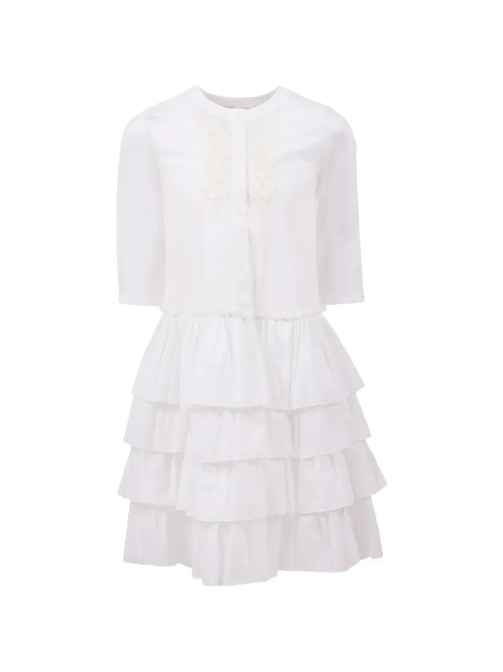 Платье с оборками и вышивкой Ermanno Scervino Junior, белый