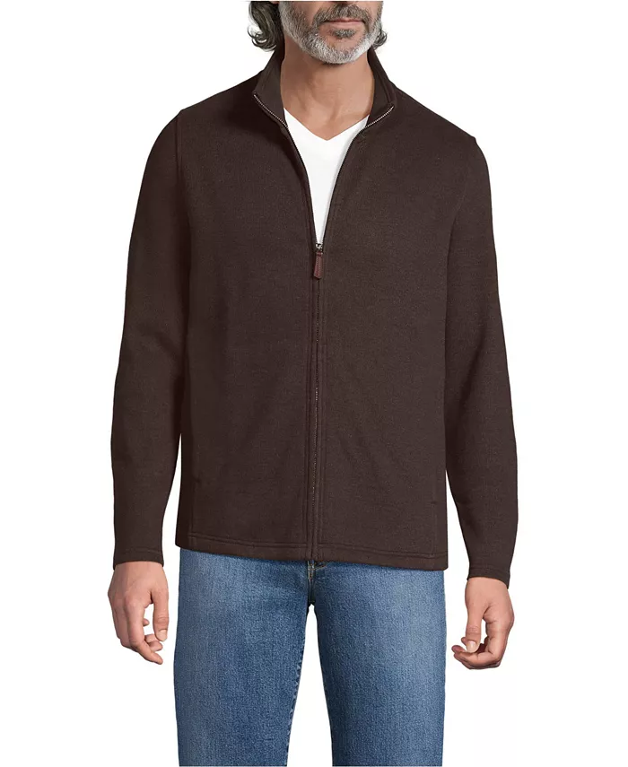 

Мужской кардиган Bedford Rib на молнии Lands' End, коричневый