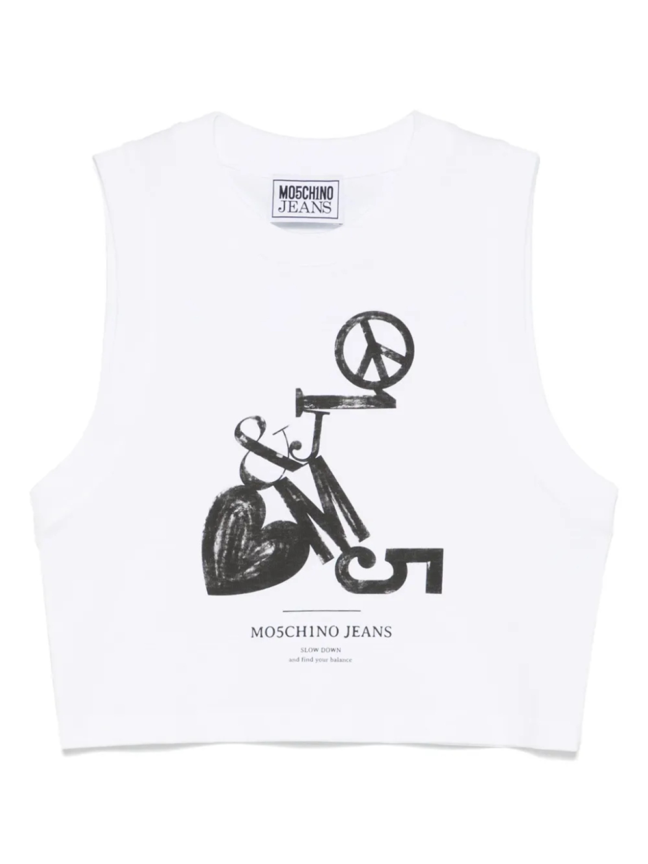 

Укороченный топ с логотипом MOSCHINO JEANS, белый