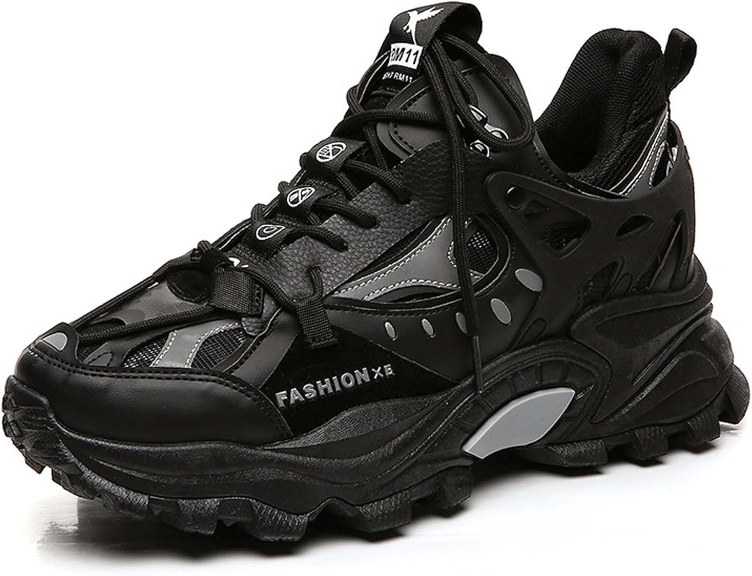 

Мужские кроссовки с толстой подошвой, модные с шнуровкой, высокие повседневные обувь, удобные для ходьбы, бега, тенниса, для улицы, с противоскользящей подошвой, тренировочные и беговые туфли Dzbajrqm, черный