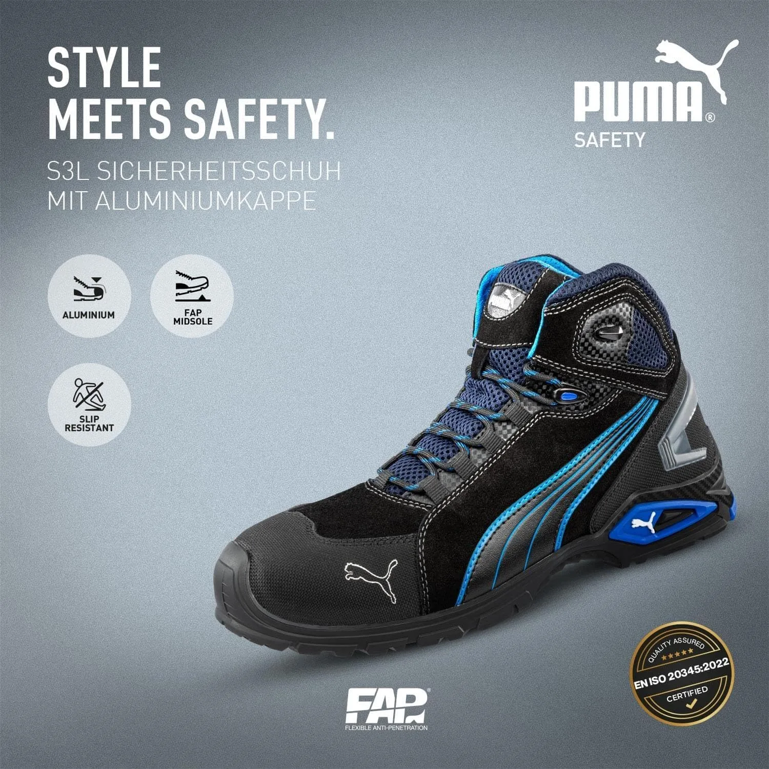 Отличные ботинки PUMA Safety Rio Black Mid для мужчин — фото 3