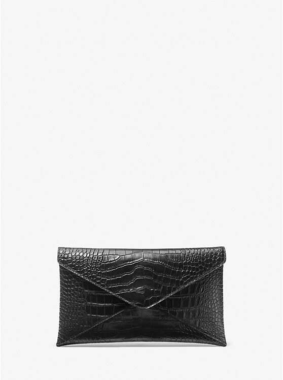 

Клатч-конверт Mia из тисненой кожи крокодила Michael Kors, черный