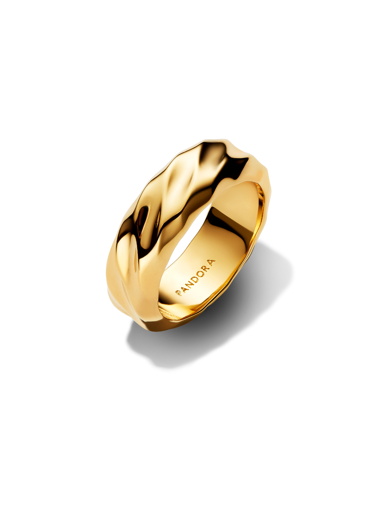 

Кольцо с широкой волнистой полосой Pandora, 14-каратное золотое покрытие