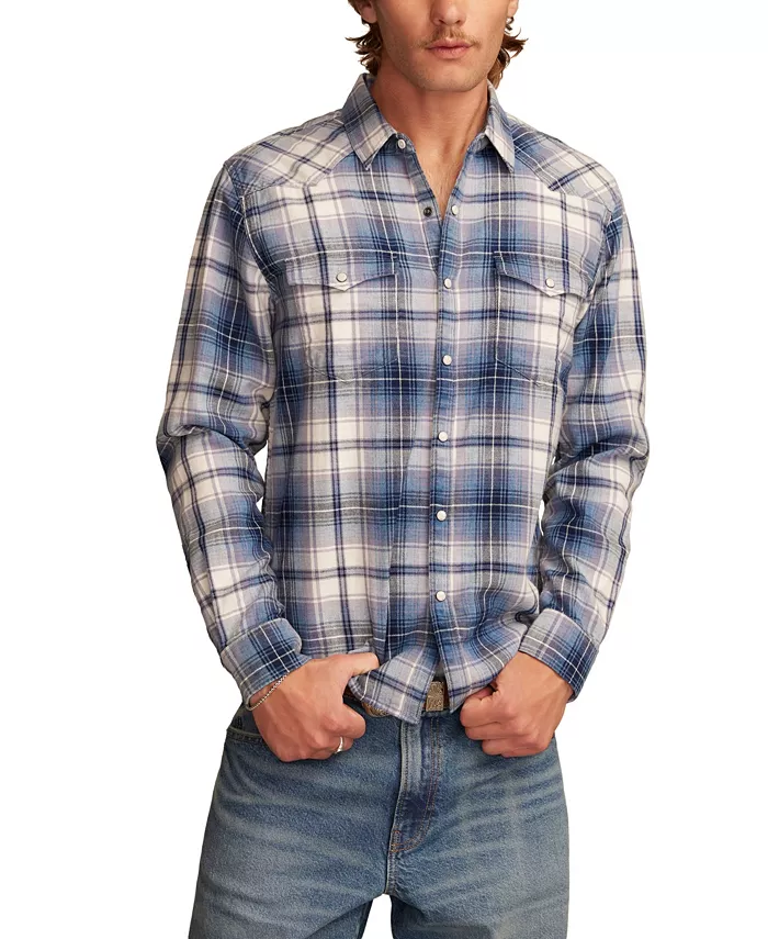 

Мужская западная рубашка с длинным рукавом Mesa в клетку индиго Lucky Brand, мультиколор
