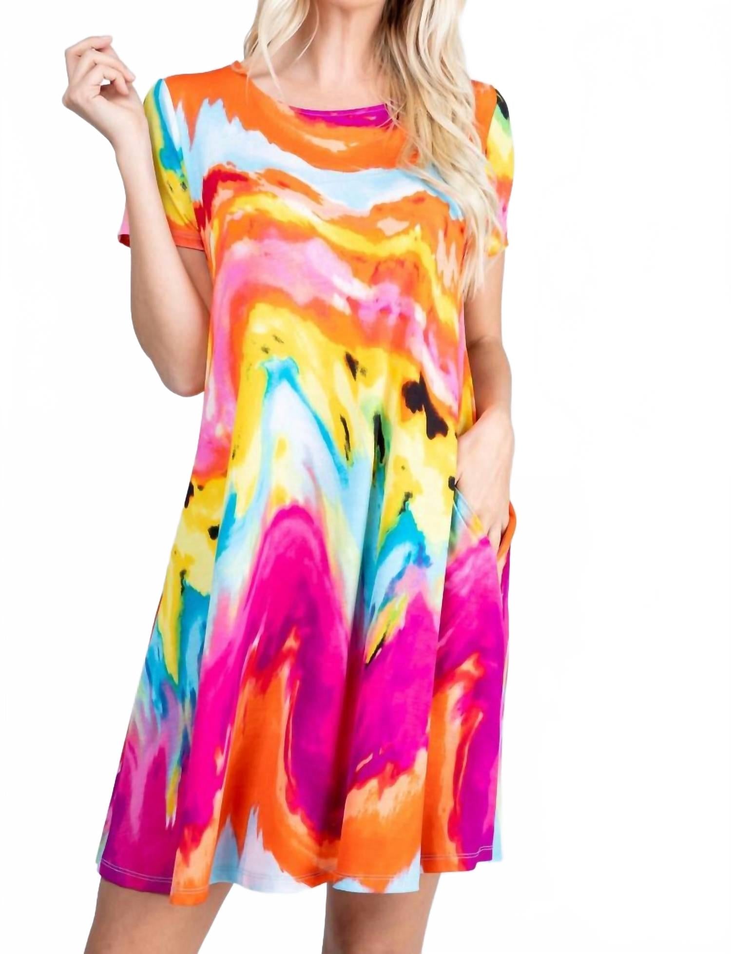 

Платье-кокон "Вихрь заката" с карманами в разноцветной гамме HEIMISH USA, мультиколор