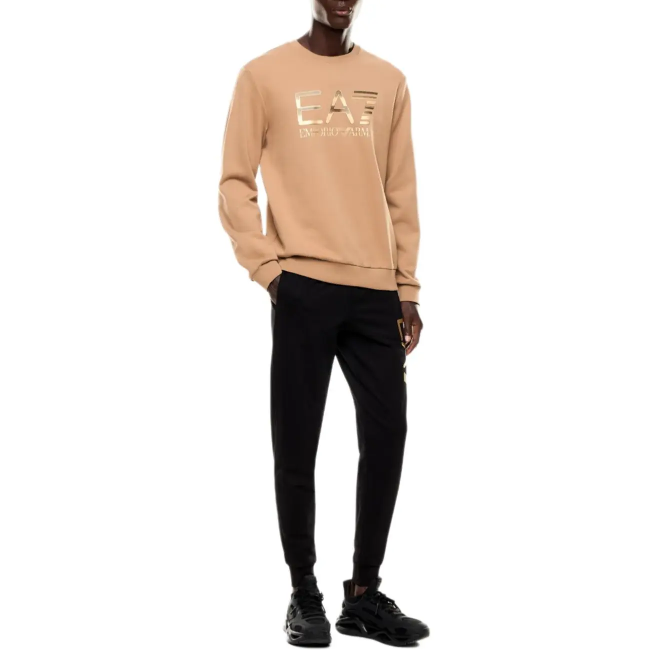 Мужская толстовка EA7 FW25 Emporio Armani, светлый umber — фото 3