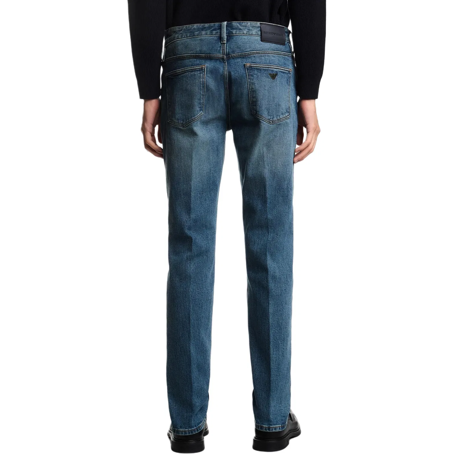 Джинсы J75 Slim fit Stone washed Stretch denim EMPORIO ARMANI, Light Blue — фото 4