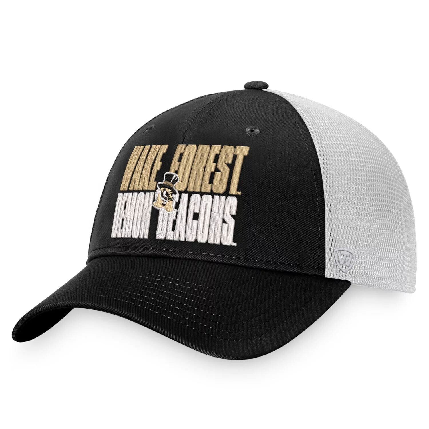 

Мужская кепка Top of the World черно-белая Wake Forest Demon Deacons Stockpile Trucker Snapback