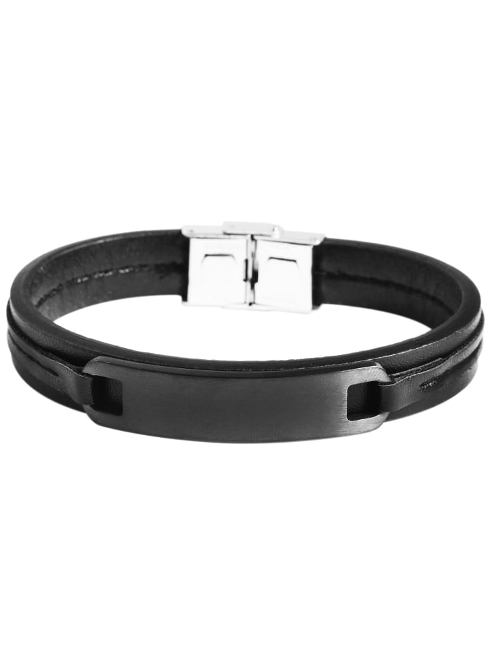 

Adeliás Кожаный браслет унисекс, 20,5 см, черный