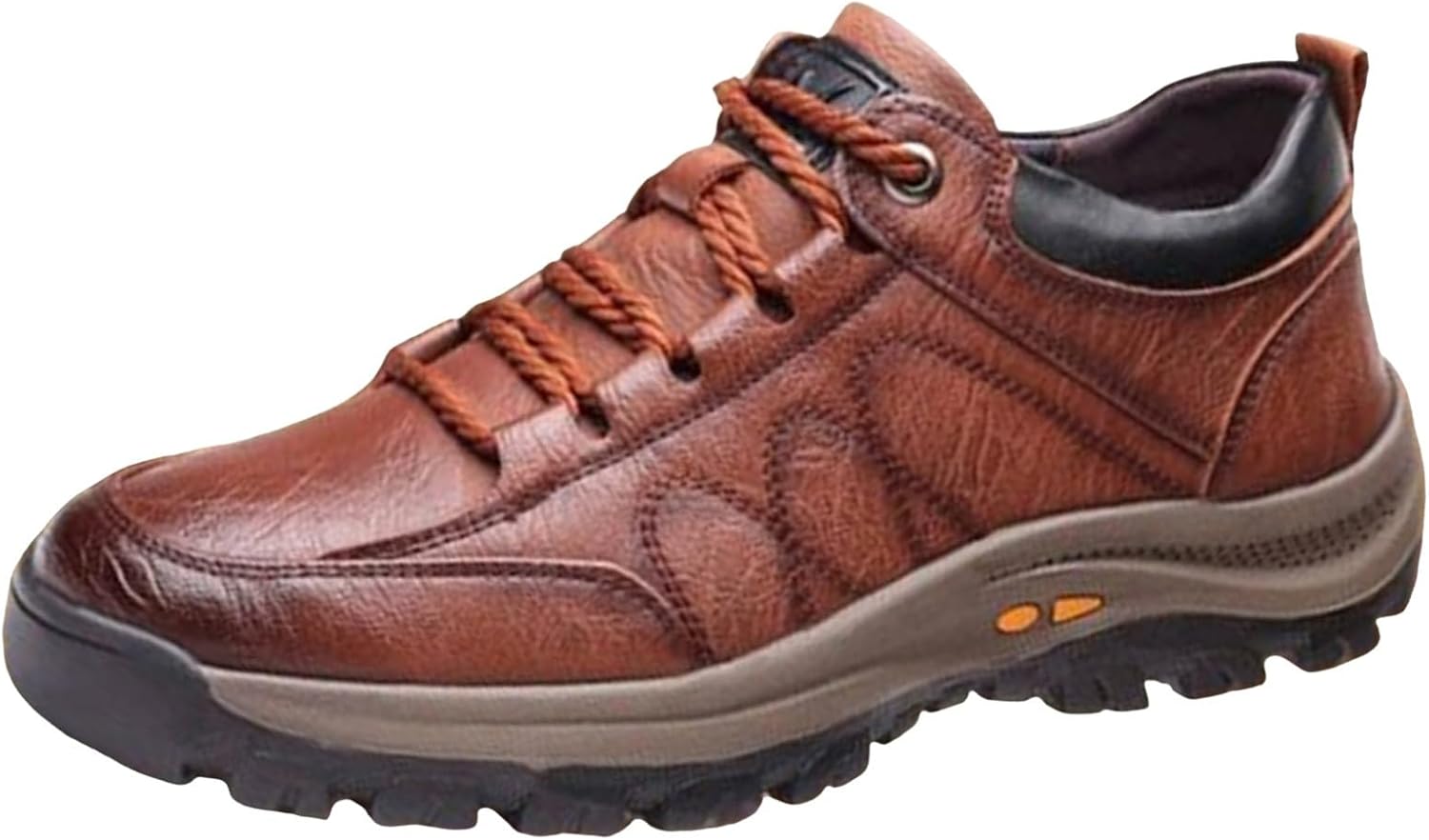 

Мужские кроссовки без шнурков из ПУ-кожи с комфортной мемори-пеной, дышащей сеткой, модные, с противоскользящей подошвой, поддержкой свода стопы и амортизацией, для тренировок и тенниса, широкая полнота Generic, коричневый