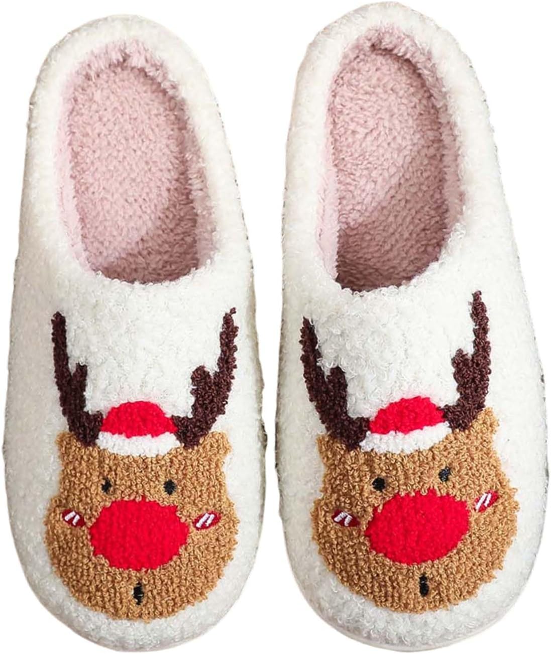 

Рождественские тапочки для женщин и мужчин с милым мультяшным дизайном, плюшевые мягкие тапочки для дома, зимние плюшевые, пушистые, для дома и улицы Generic, Reindeer