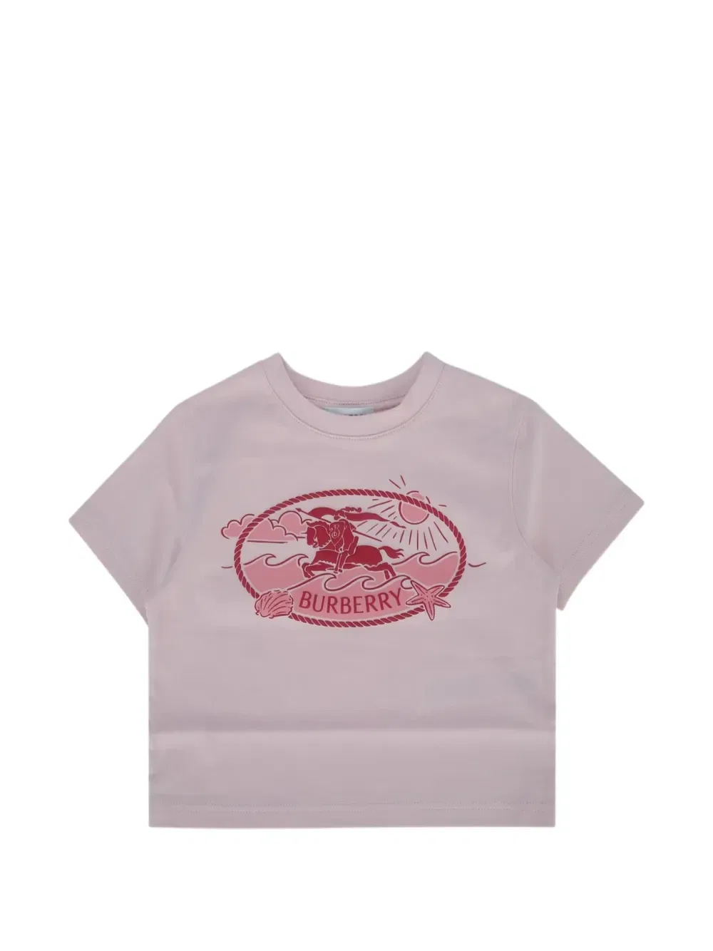 Футболка с логотипом и пуговицами на плечах Burberry Kids, розовый