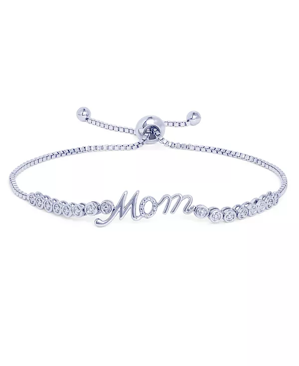 

Браслет-Боло с бриллиантами и регулируемым узором для мамы, посеребренный или позолоченный Macy'S, silver