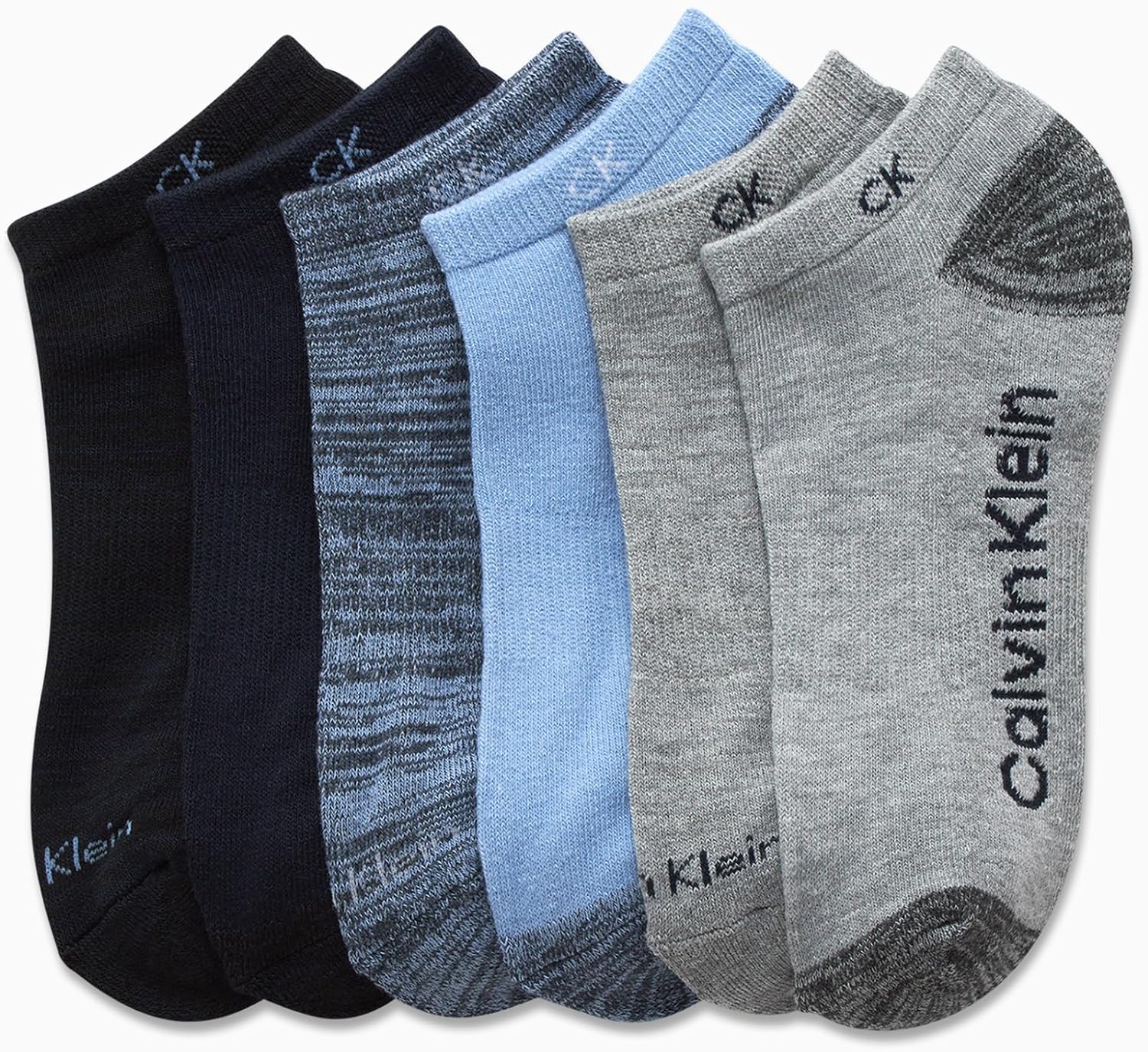 Носки Calvin Klein Boys No Show Socks - 6 упаковок комфортных эластичных носков с мягкой подошвой для мальчиков (размеры: ML), Navy/Grey/Blue — фото 4