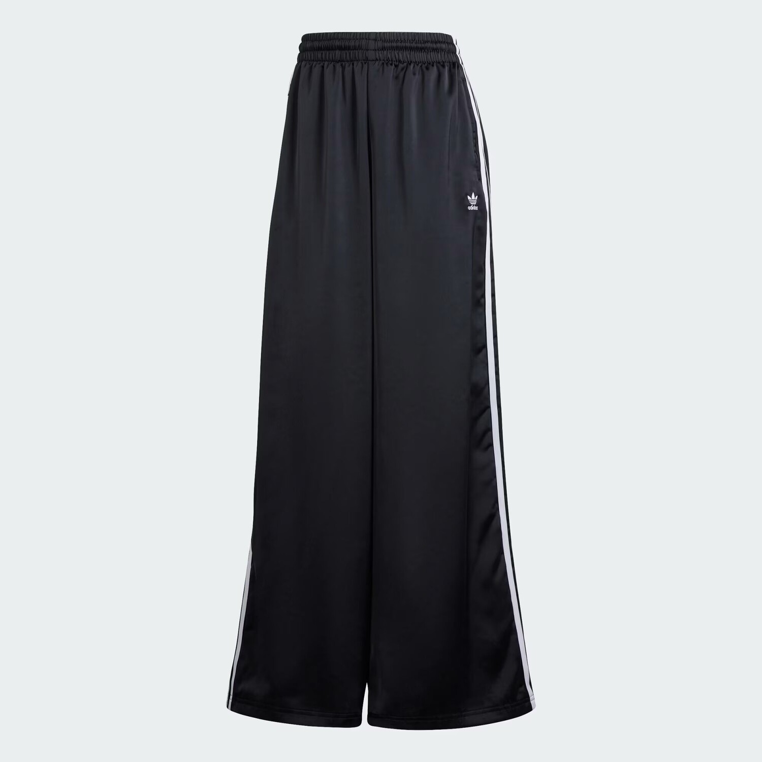 Атласные широкие спортивные брюки adidas Adicolor, черные — фото 4