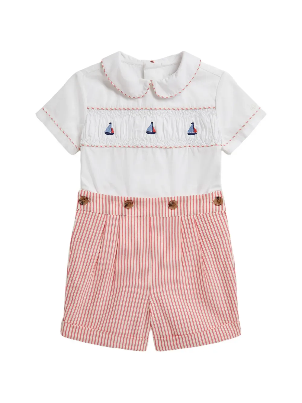 Комплект из топа и шортов в полоску POLO RALPH LAUREN KIDS, белый