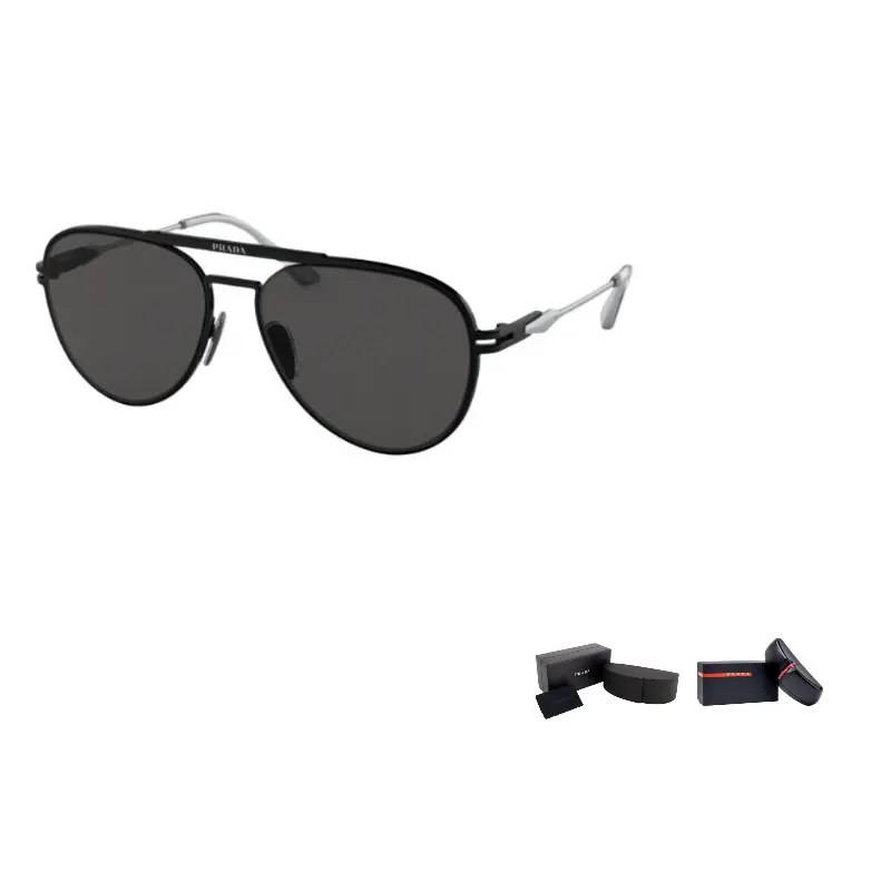 

PRADA Металлические авиаторские солнцезащитные очки мужские черные, Black