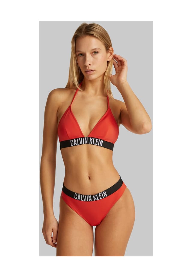 

Треугольный верх бикини с логотипом на талии Calvin Klein, красный