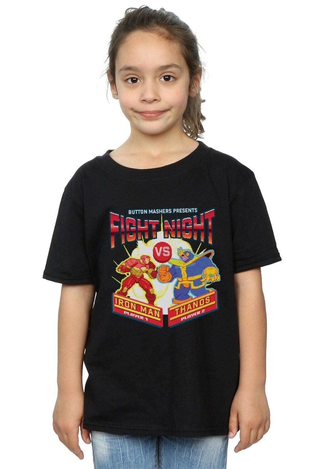 

Хлопковая футболка Fight Night «Железный человек против Таноса» Marvel, черный