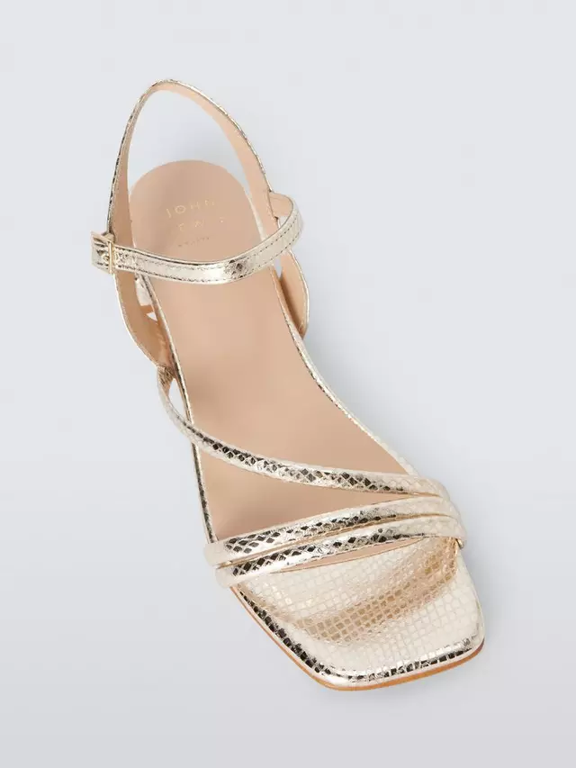 Сандалии John Lewis Lisbeth Leather Asymmetric Strap Dressy Flat, золотой — фото 4