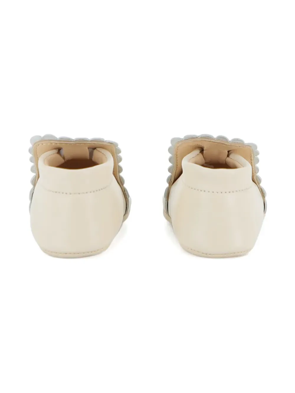 Слиперы с фестонами и вышитым логотипом Chloé Kids, бежевый — фото 3