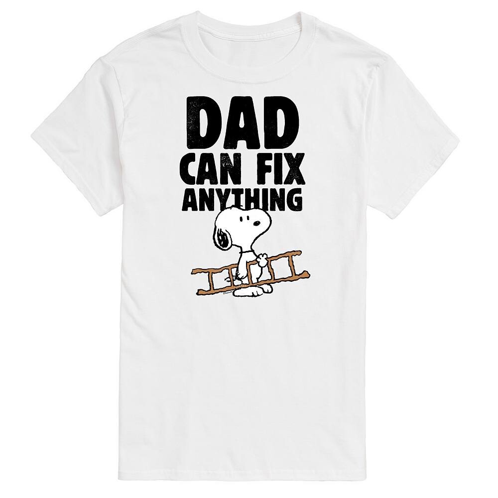 

Мужская футболка Peanuts Dad Can Fix It с графическим рисунком Licensed Character, белый