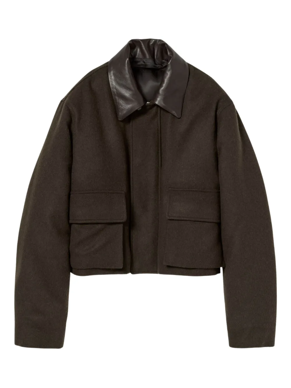 

Куртка с кожаным воротником Auralee, зеленый