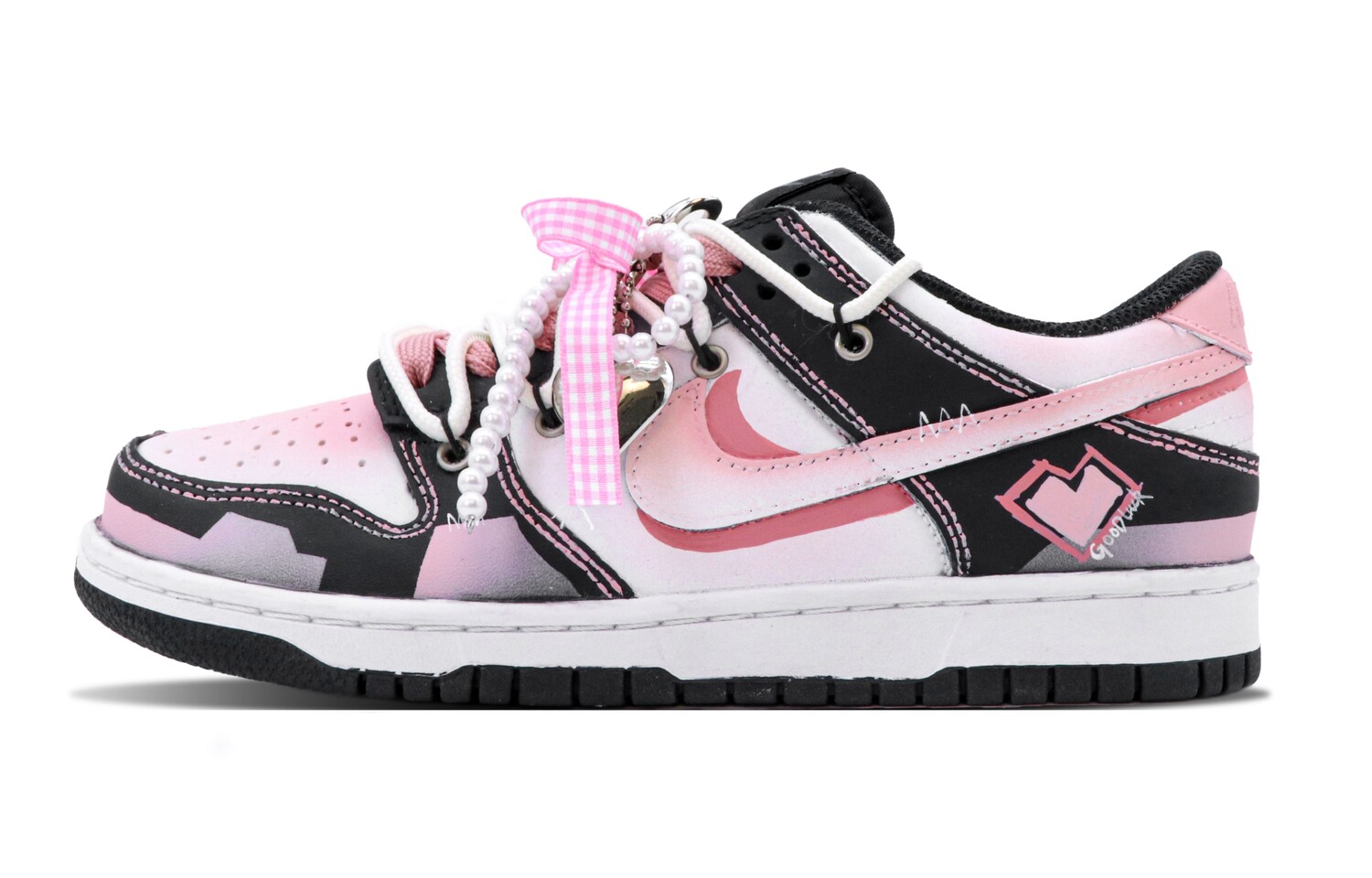 

Кроссовки Nike Dunk Skateboarding Shoes Women's Low-top Black Pink, черный