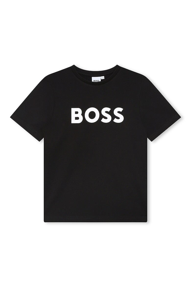 

Хлопковая футболка с контрастным логотипом Boss Kidswear, черный