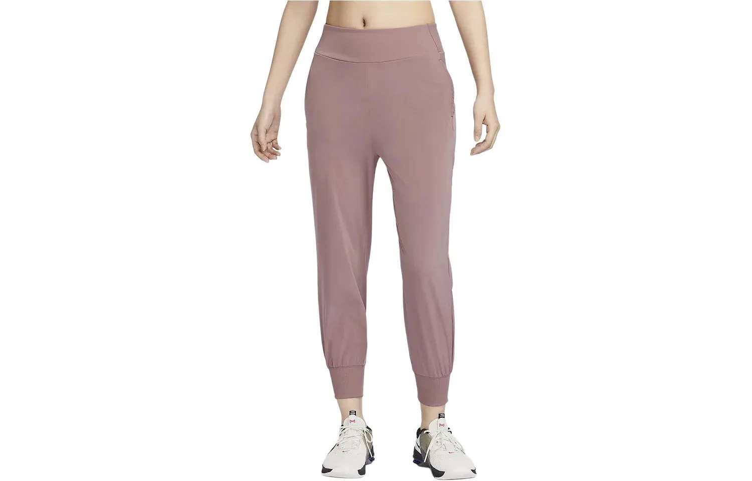 Nike Брюки спортивные Dri FIT Bliss вязаные женские дымчато-пурпурно-красные