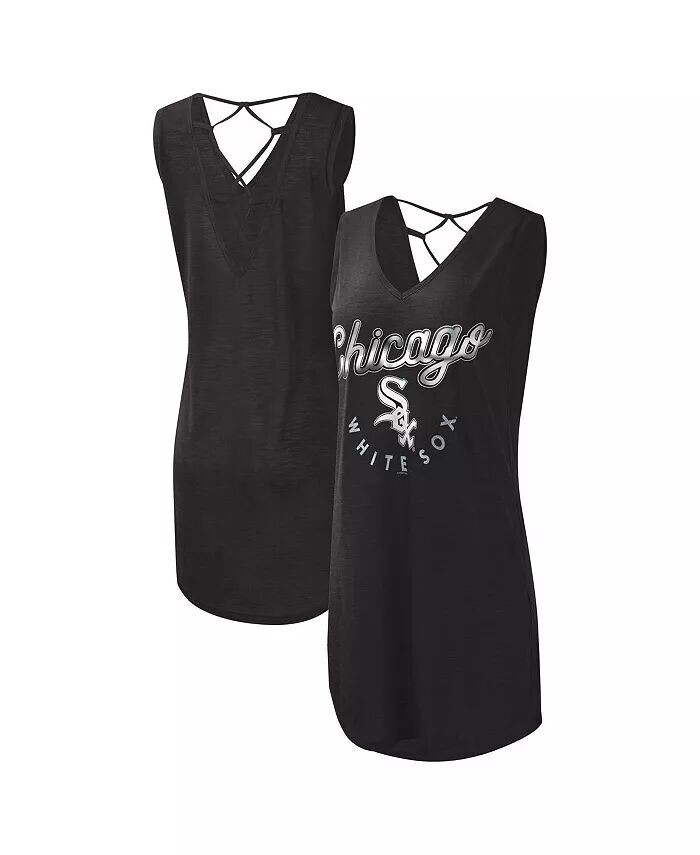 

Женское черное пляжное пляжное платье Chicago White Sox Game Time Slub с v-образным вырезом G-Iii 4Her By Carl Banks