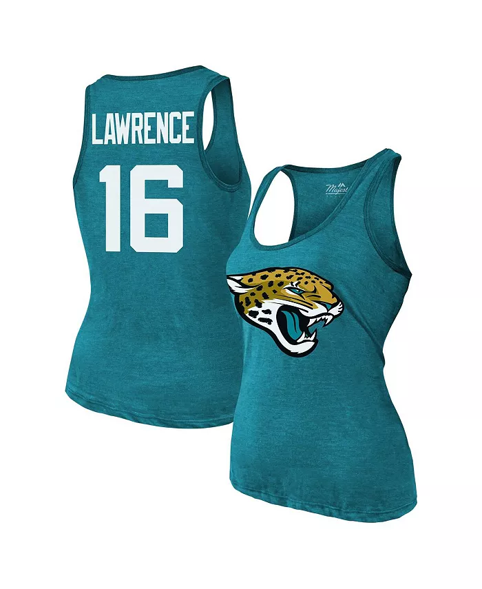 

Женская майка Trevor Lawrence Teal Jacksonville Jaguars с именем и номером из трёхслойной ткани Majestic