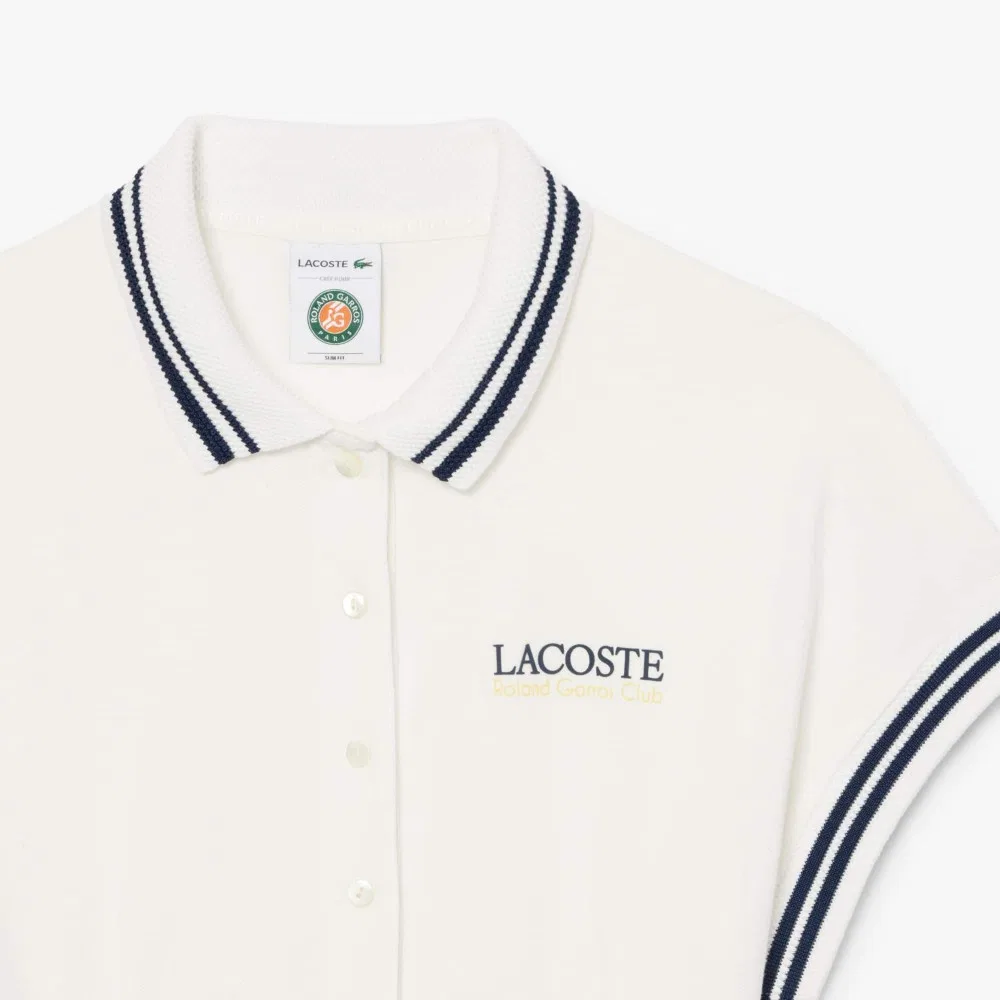 Платье-поло для тенниса Lacoste Roland Garros, айвори — фото 2