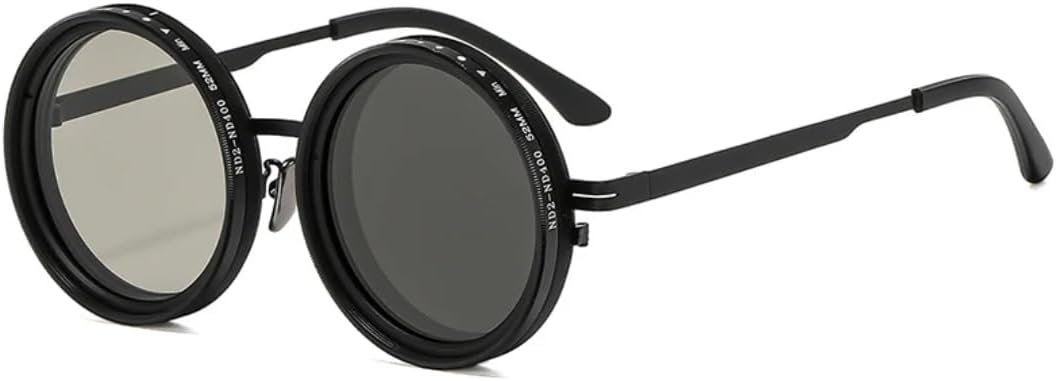 

Ретро круглые панк-солнцезащитные очки для мужчин и женщин для занятий спортом на открытом воздухе, защита от УФ-излучения UV400, регулируемые солнцезащитные очки с затемнением TVTBBVV, Black-9