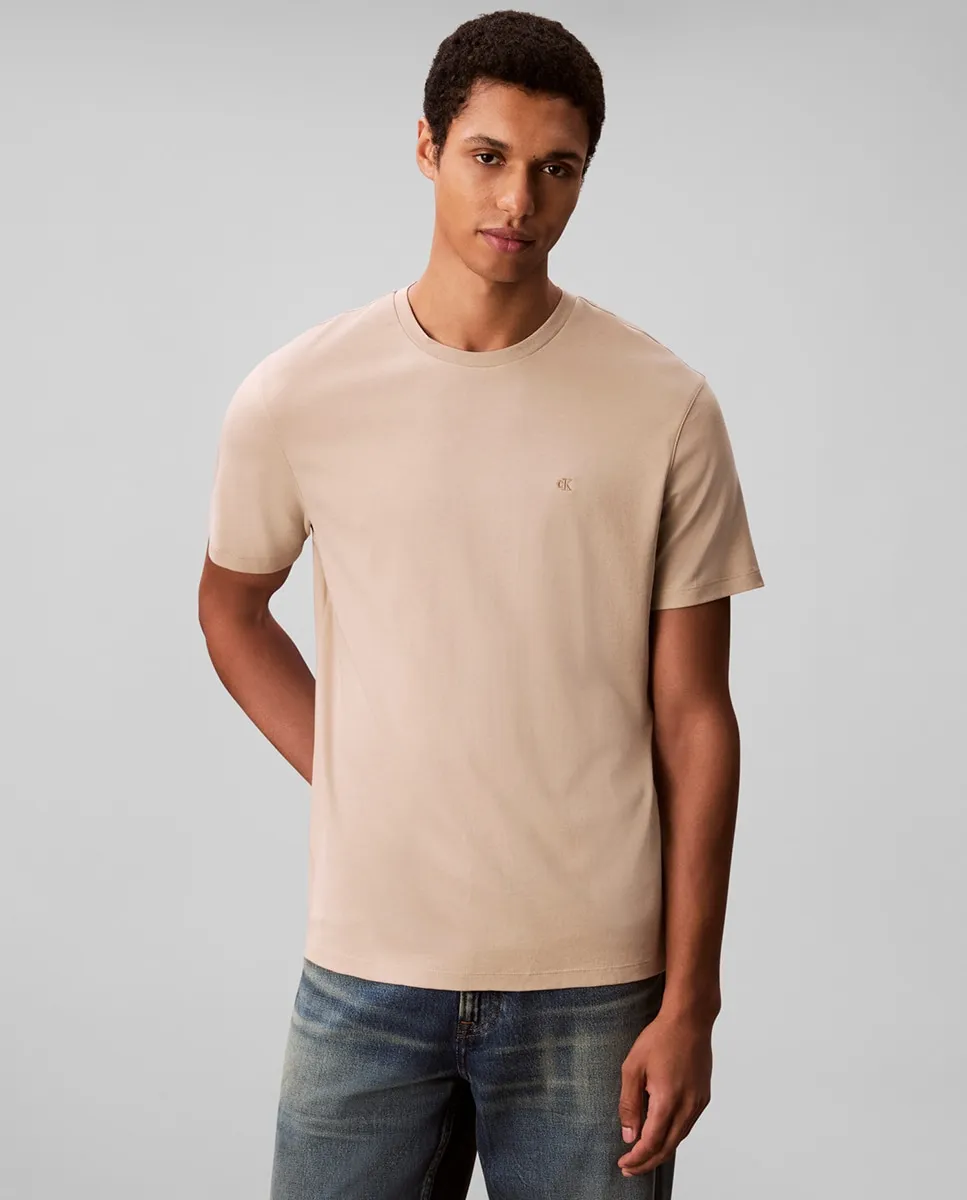 

Мужская футболка с вышитым логотипом Calvin Klein, бежевый